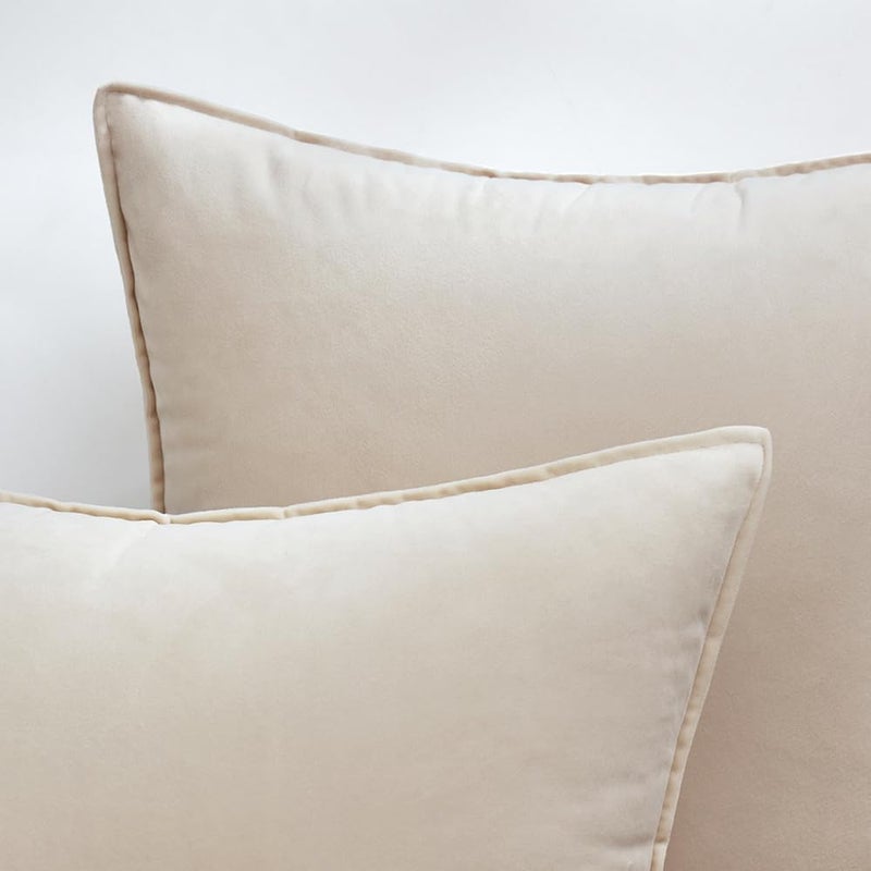 MIULEE Pack of 2 Decorative Christmas Velvet Throw Pillow Covers Soft Pillowcases Solid Square Cushion Case for Winter Sofa Bedroom Car 22x22 Inch Cream White - Image 2